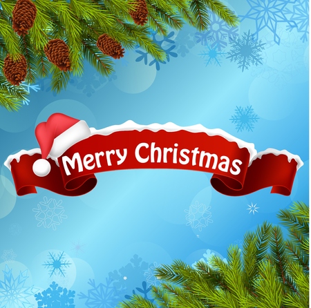 Merry christmas background banner and christmas tree - 48683902