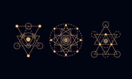 Sacred geometry symbols set alchemy illustration Imagens