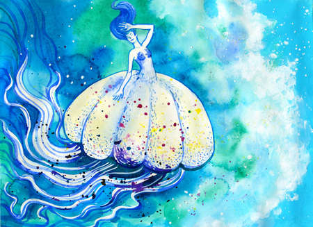 ゼリー魚水彩画 海ライフ手書きイラスト白メデューサと青い海 の写真素材 画像素材 Image ゼリー魚水彩画 海ライフ手書きイラスト白メデューサと青い海 の写真素材 画像素材 Image