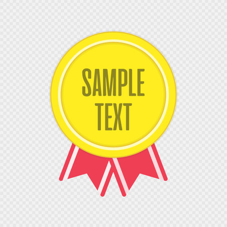 Gold label or badge with space for your text promo stickers with ribbon and text award badge icon in flat style vector illustration eps 10 Stock Photo