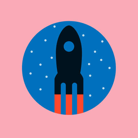オレンジ色のロケットを開始したゲームやウェブデザインのためのアプリアイコン のイラスト素材 ベクタ Image