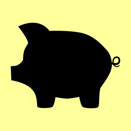 dolar: Pig money bank sign. Flat style icon vector illustration.