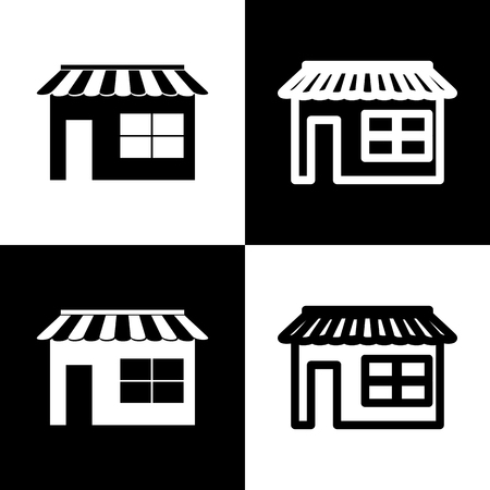 店舗サインのイラスト ベクトル 白っぽいアイコンを背景としてレンガの壁 のイラスト素材 ベクタ Image