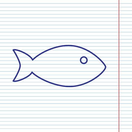 魚サインの図です ベクトル 紺ライン アイコン フィールドの赤い線とバック グラウンドとしてのノート のイラスト素材 ベクタ Image
