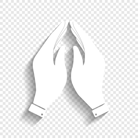 手のアイコンのイラスト 祈りのシンボル ベクトル 透明な背景にソフト シャドウのついた白いアイコン のイラスト素材 ベクタ Image