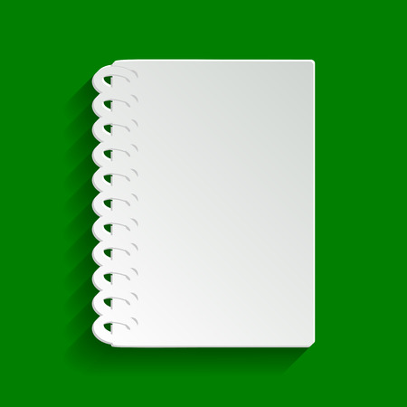 ノート シンプルな標識 ベクトル 緑の背景にソフト シャドウと紙の白っぽいアイコン のイラスト素材 ベクタ Image