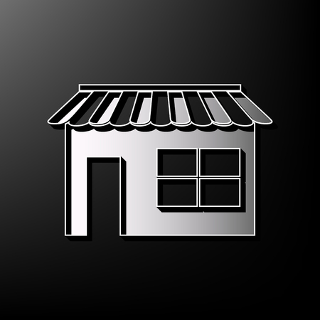 店舗サインのイラスト ベクトル 黒の背景に 3 D 印刷アイコンをグレーします のイラスト素材 ベクタ Image