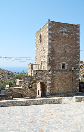 Tower house in vathia, mani, greece