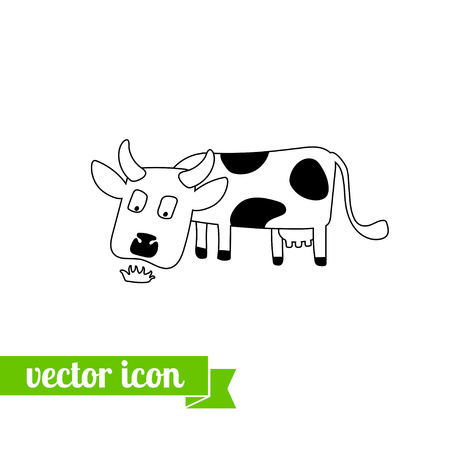 牛アイコンベクトル 平らな牛のアイコン Web デザイン ストックベクトル ロゴ 牛のクローズアップ 牛のピクトグラムのためのアイコン のイラスト素材 ベクタ Image