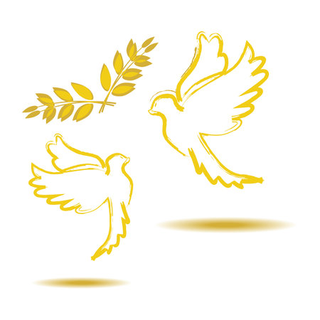 国際平和デー黄金の鳩ベクター イラスト デザインのイラスト素材 ベクタ Image