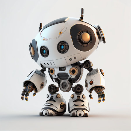 Character design of little cute robot on isolated background created with generative ai technology Stock Photo