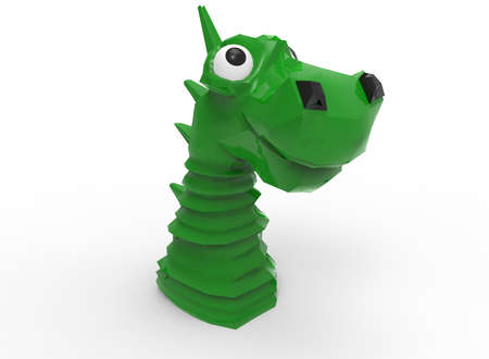 漫画のドラゴンの顔の 3 D イラスト 白い背景が分離されました ゲーム Web のアイコン の写真素材 画像素材 Image