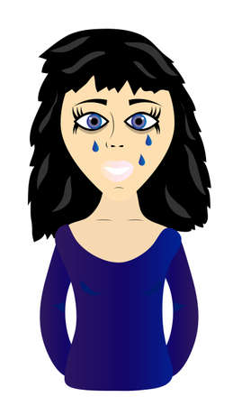 Cartoon Madchen Weinende Madchen Mit Einem Taschentuch Und Tranen