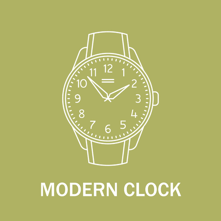 時間と時計に署名します 動画再生アイコン 分離した線スタイルの図 モダンなデザイン のイラスト素材 ベクタ Image