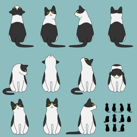 Set of cat sitting poses Illustration
