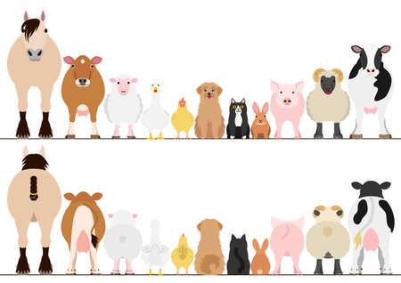 farm animals border set, front view and rear view
