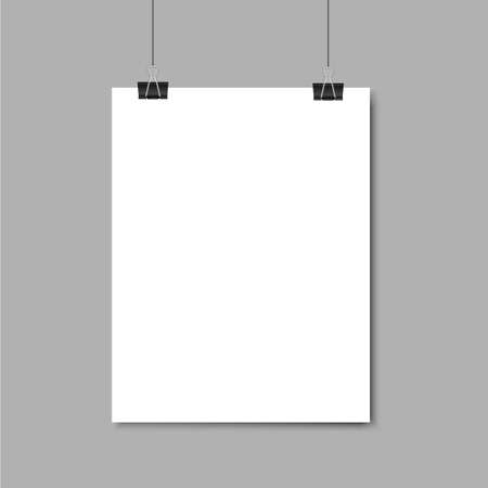 Empty Paper Frame Mockup Hanging With Paper Clip On Grey Background Royalty Free Cliparts Vectors And Stock Illustration Image 90801830