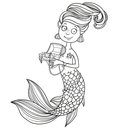 かわいいレトロな人魚の女の子の漫画のベクトル イラスト のイラスト素材 ベクタ Image かわいいレトロな人魚の女の子の漫画のベクトル イラスト のイラスト素材 ベクタ Image