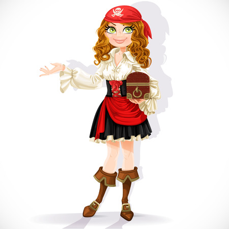 Nettes Piratenmadchen Mit Entermesser Und Brust Auf Einem Weissen Hintergrund Lizenzfrei Nutzbare Vektorgrafiken Clip Arts Illustrationen Image 31835266