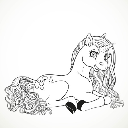 塗り絵は 白い背景で隔離の床に横になっている緑豊かなたてがみと美しい魔法のユニコーン のイラスト素材 ベクタ Image 塗り絵は 白い背景で隔離の床に横になっている緑豊かなたてがみと美しい魔法のユニコーン のイラスト素材 ベクタ Image