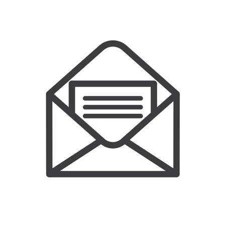 Opened envelope with letter inside receive mail icon
