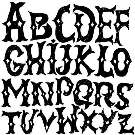 アンティークのアルファベット。ゴシック文字。ヴィンテージ