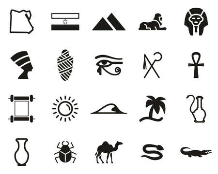Egypt country & culture icons black & white set big
