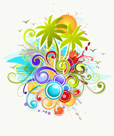 Abstract background with palm trees