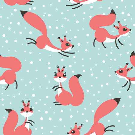 降雪下で小さなかわいいリス ギフト包装 壁紙 子供部屋や衣服のシームレスな冬パターン のイラスト素材 ベクタ Image 降雪下で小さなかわいいリス ギフト包装 壁紙 子供部屋や衣服のシームレスな冬パターン のイラスト素材 ベクタ Image