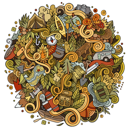 漫画かわいい落書きは手描き下ろしキャンプ イラストです 詳細は オブジェクトの背景の多くのカラフルな 面白いベクトルのアートワーク ピクニック テーマ アイテムと明るい色の画像のイラスト素材 ベクタ Image 漫画かわいい落書きは手描き下ろしキャンプ イラストです 詳細は オブジェクトの背景の多くのカラフルな 面白いベクトルのアートワーク ピクニック テーマ アイテムと明るい色の画像のイラスト素材 ベクタ Image