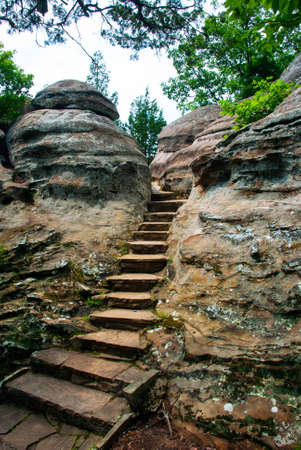stock photo stone steps in rocks of garden of the gods wilderness in shawnee national forest illinois usa - Shawnee National Forest Garden Of The Gods stock photo stone steps in rocks of garden of the gods wilderness in shawnee national forest illinois usa - Shawnee National Forest Garden Of The Gods