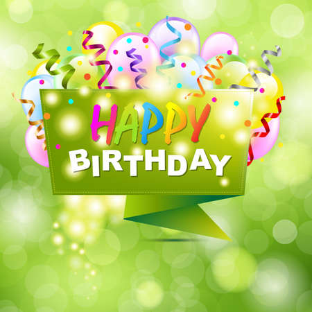 Happy Birthday Background With Origami And Bokeh, Vector Illustration