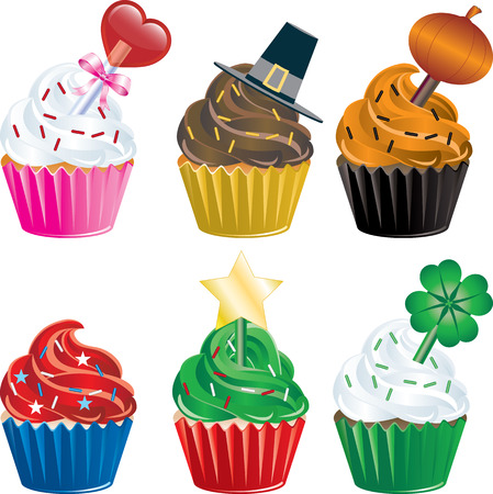 six different holiday cupcakes christmas halloween thanksgiving valentines day independence day - Halloween Thanksgiving Christmas six different holiday cupcakes christmas halloween thanksgiving valentines day independence day - Halloween Thanksgiving Christmas