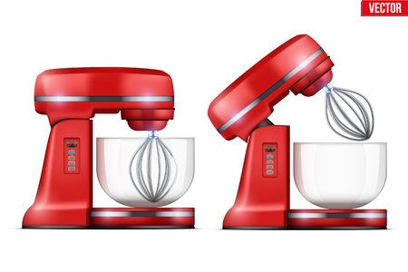 白で隔離される赤いスタンド ミキサー のイラスト素材 ベクタ Image