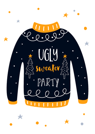 ugly sweater christmas party invitation card vector template ugly sweater christmas party