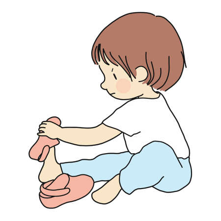 Take Shoes Off Clipart 5 107037490 stock vector vector illustration of little toddler sitting on floor and trying to put on his own shoes early chil