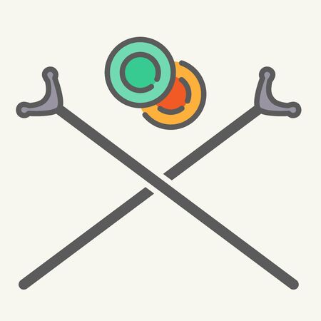 shuffleboard crossed cue sticks and disks royalty free cliparts