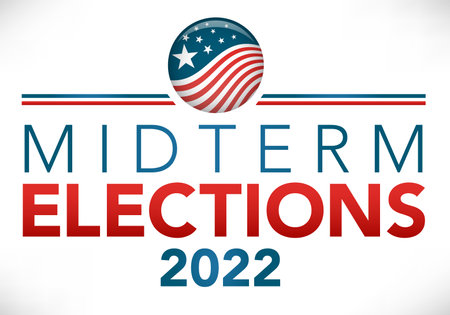 2022 midterm elections design with red white blue vote icon Ilustrações vetoriais