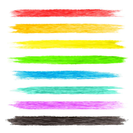 Grunge rayas de colores de tiza. Conjunto de cepillos del vector. Elementos del diseño en el fondo blanco