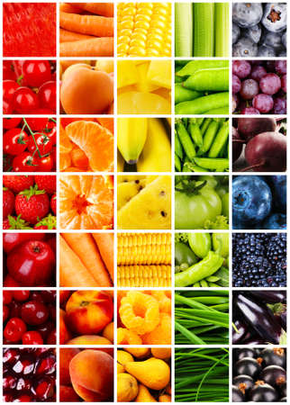a carrot: Collage với trái cây ngon và rau