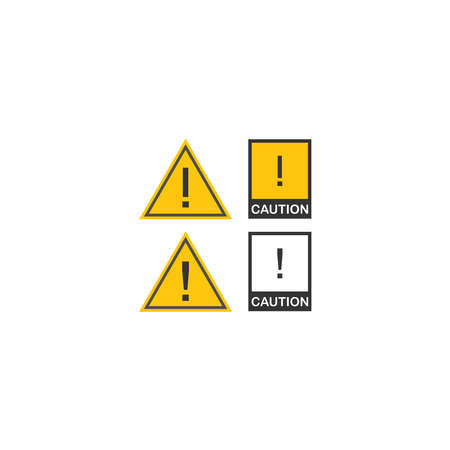 Warning logo, prohibition, exclamation mark beware icon template illustration