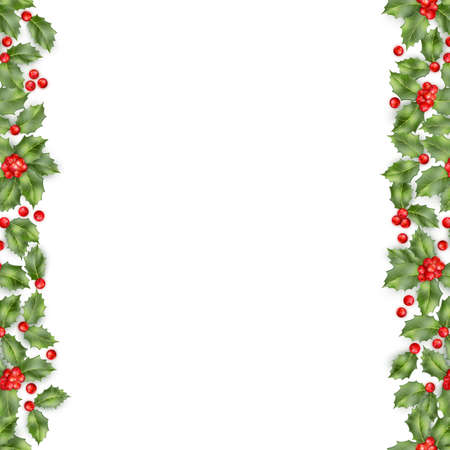 Seamless border from christmas holly berry eps 10 vector