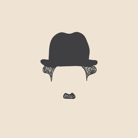 Man with mustache wearing a vintage hat. sketch style Illustration