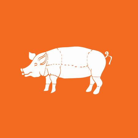 豚のアイコン ベクトル豚シルエット 孤立した肉屋看板のイラスト素材 ベクタ Image 豚のアイコン ベクトル豚シルエット 孤立した肉屋看板のイラスト素材 ベクタ Image