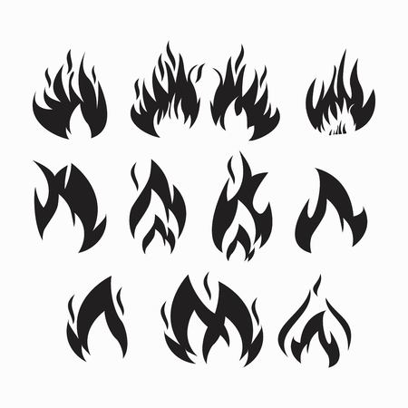 白い背景の上に示す黒い炎を設定します のイラスト素材 ベクタ Image