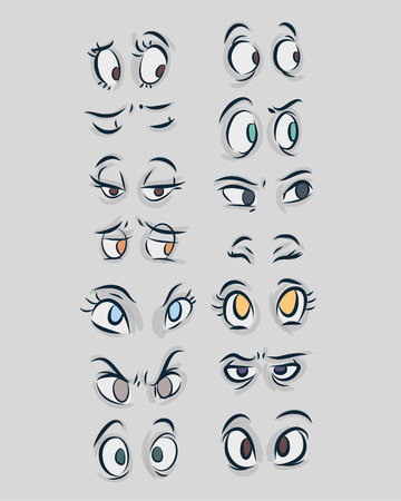 Hand drawn vector illustration or drawing of different types of eyes in a cartoon comic style - 35828908