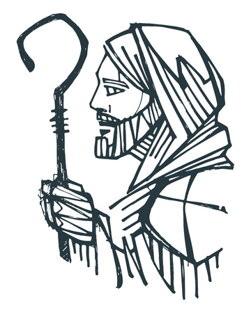 手描きベクトルインクイラストや聖ヨセフと赤ちゃんイエスの図面のイラスト素材 ベクタ Image