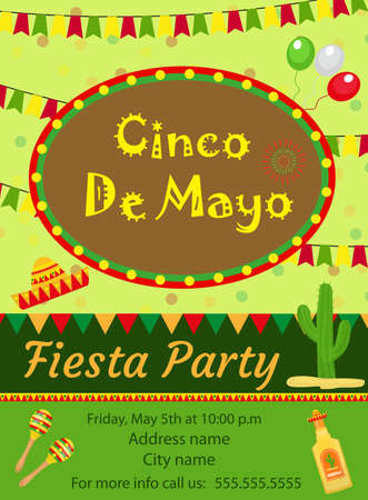 cinco de mayo invitation template flyer mexican holiday postcard