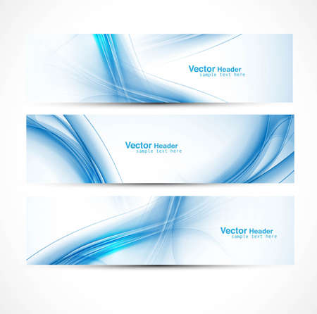 blue: trừu tượng mới sóng ba tiêu đề biểu ngữ tập hợp minh hoạ vector Hình minh hoạ