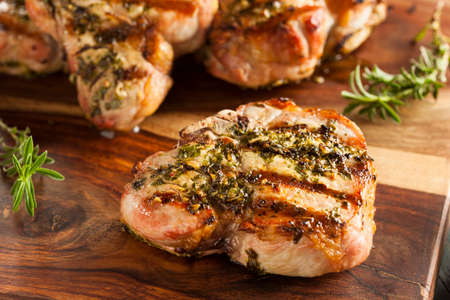 grilled pork: Large Grilled Pork Chop with Basil Lemon Seasonings